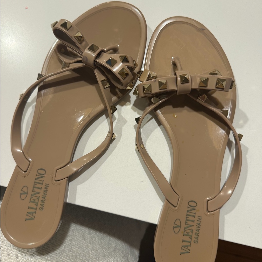 Valentino Garavani Beige Studded Sandals